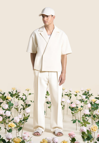 Abel - Boxy Twill Double Breasted Shirt - Cream