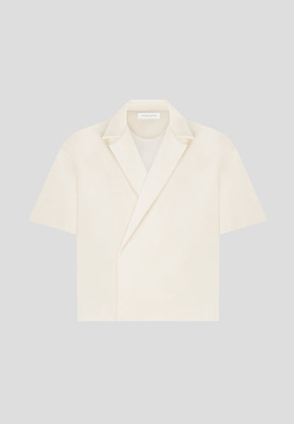 Boxy Twill Double Breasted Shirt - Cream