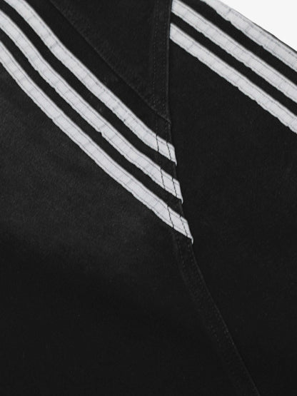 Denim Contrast Striped Stitching Barrel Jeans