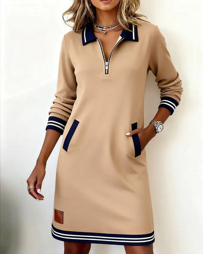 Shayne | Long-Sleeve Mini Dress with Quarter-Zip
