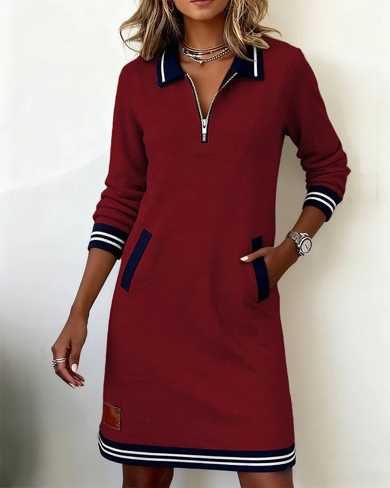 Shayne | Long-Sleeve Mini Dress with Quarter-Zip