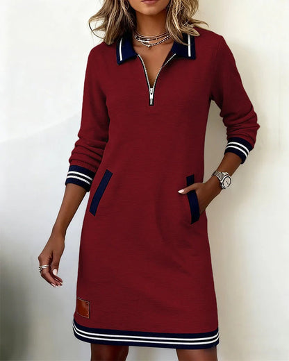 Shayne | Long-Sleeve Mini Dress with Quarter-Zip