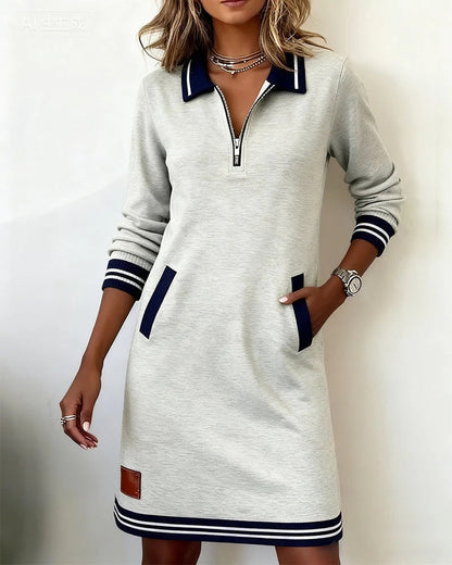 Shayne | Long-Sleeve Mini Dress with Quarter-Zip