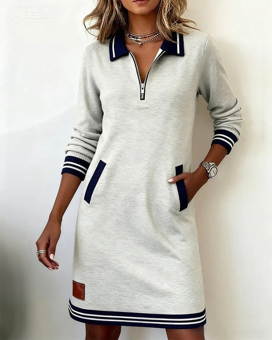 Shayne | Long-Sleeve Mini Dress with Quarter-Zip