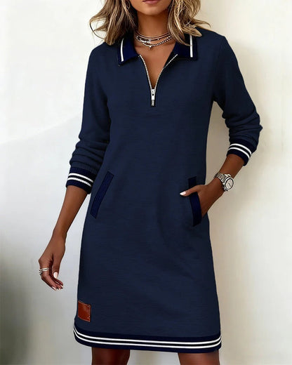 Shayne | Long-Sleeve Mini Dress with Quarter-Zip
