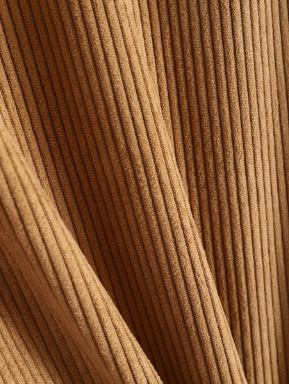 Relax Fit Flannel Plaid Corduroy Patchwork Hooded Shirt & Straight Leg Corduroy Pants