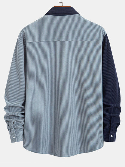 Corduroy Patchwork Shirt & Straight Leg Corduroy Pants