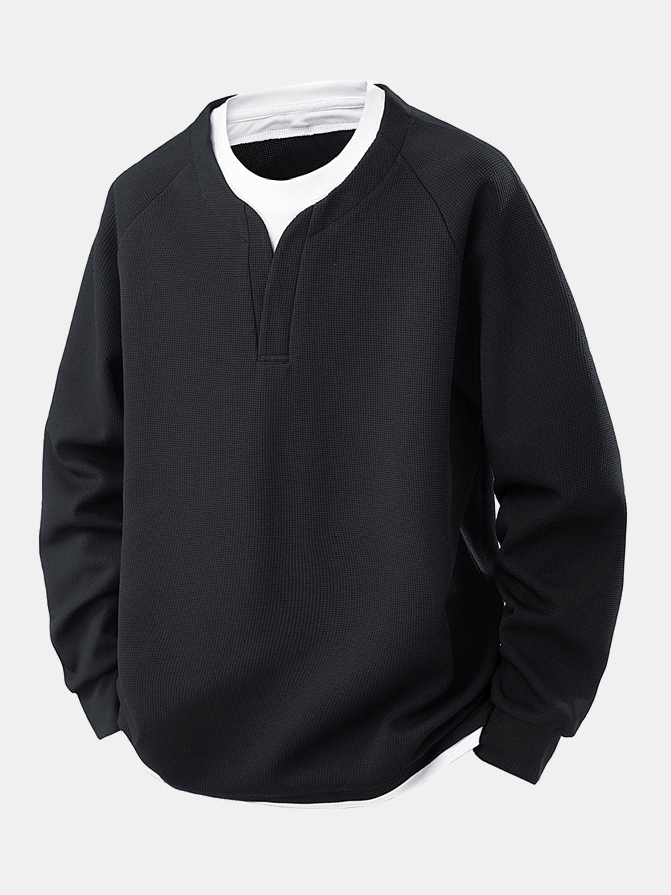 Raglan Sleeve 2 In 1 Waffle T-Shirt