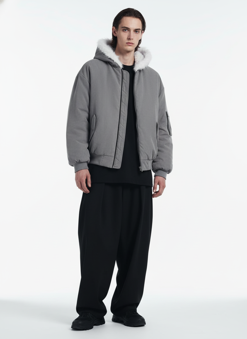 Oversized Reversible Fur Hooded Jacket